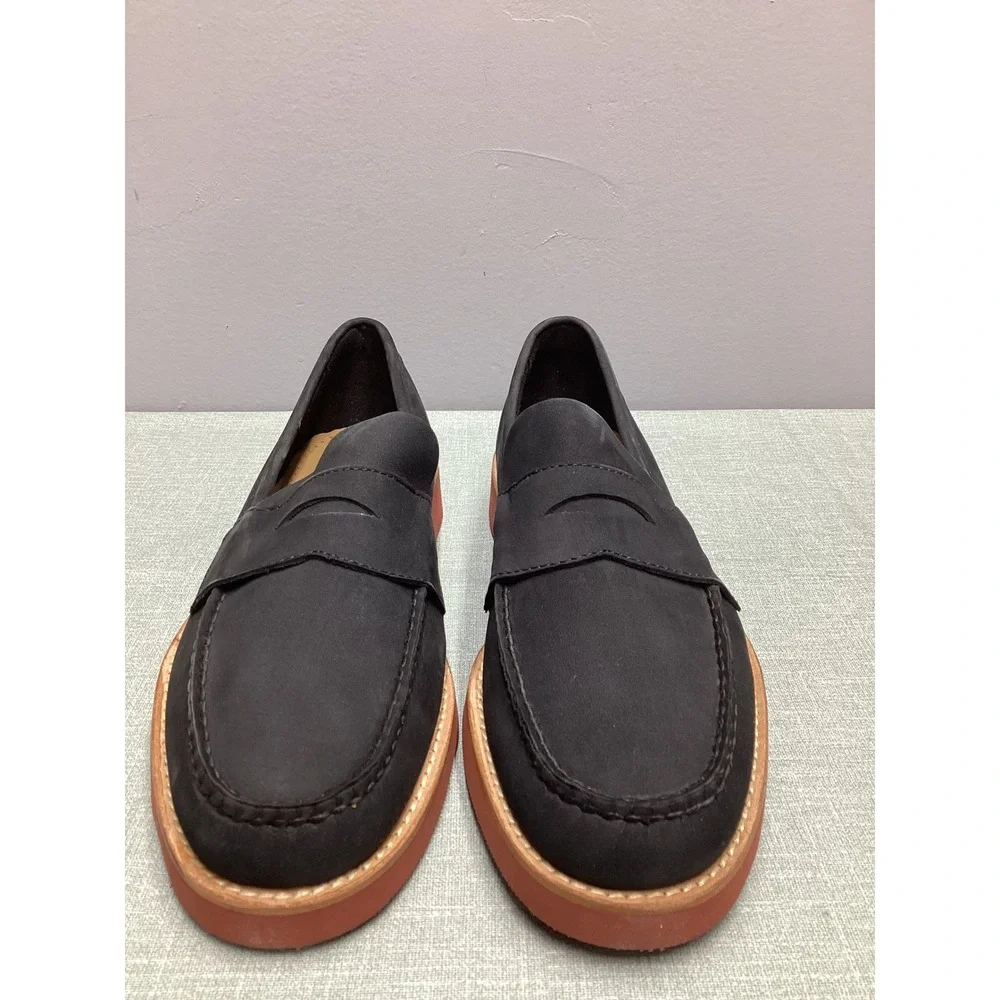 Brooks Brothers Mens Navy Nubuck Penny Loafers Red Sole 10 D 100073208 New